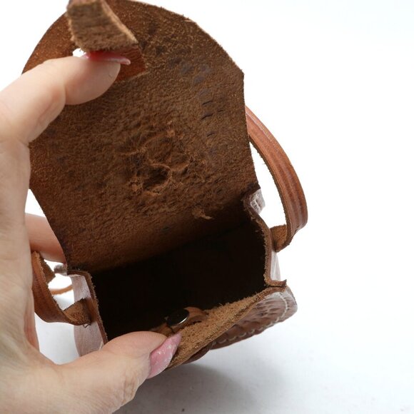 Vintage Mini Tooled Leather Shoulder Bag Purse Costa Rica Handmade Brown Travel - Picture 7 of 9